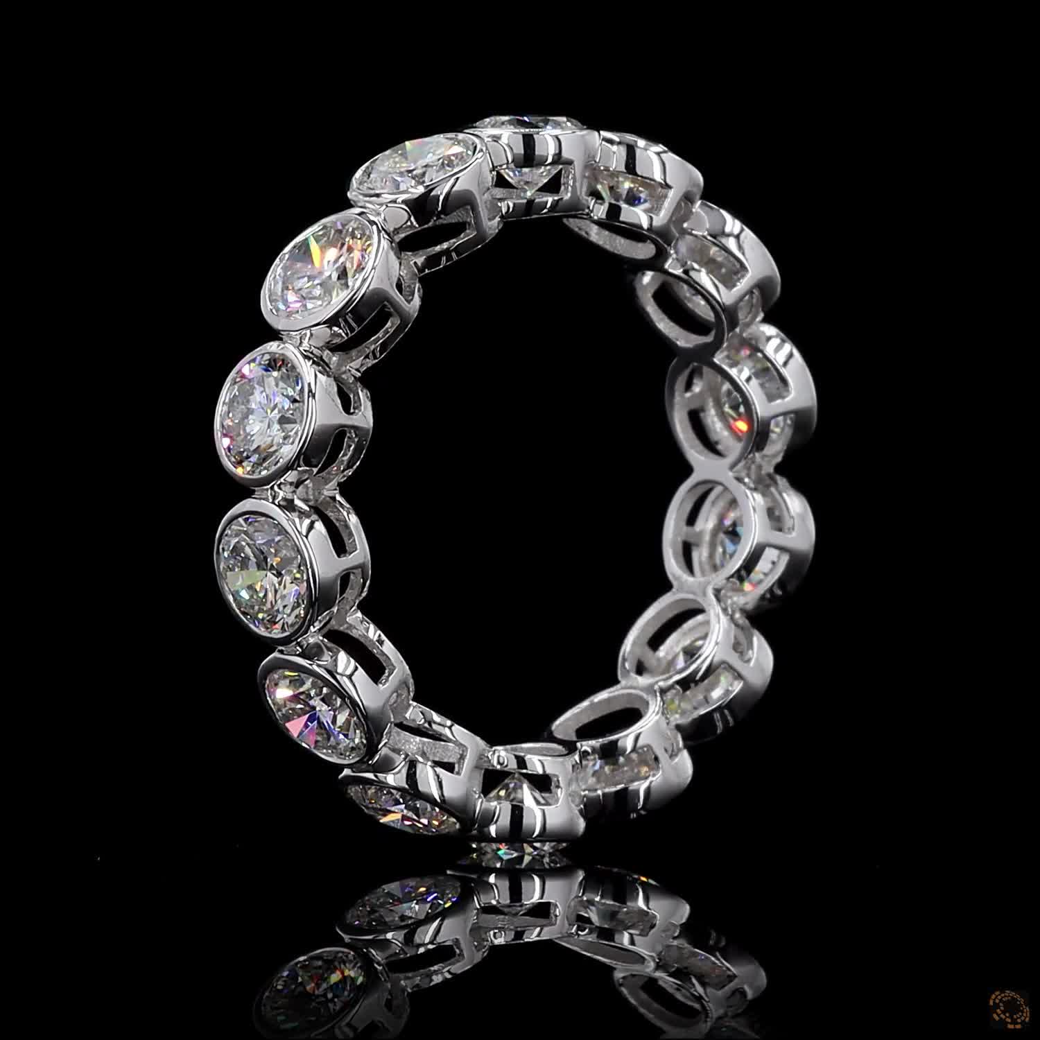 3.67 Ct Round Cut Diamond Bezel Eternity Band – 14K White Gold Floating Bezel Wedding Ring