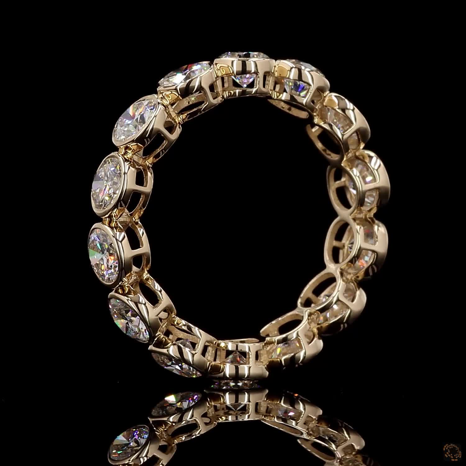 3.56 Ct Round Cut Diamond Bezel Eternity Band – 14K Yellow Gold Floating Bezel Wedding Ring