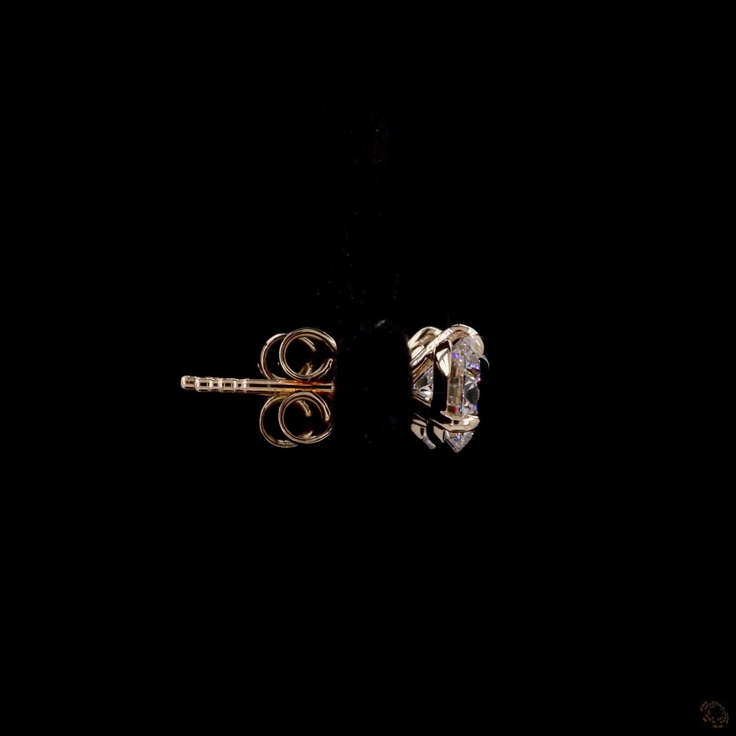 2.13 Ct Round Diamond Solitaire Stud Earrings, High-Polish 14K Yellow Gold 3-Prong Claw Martini Studs for Women