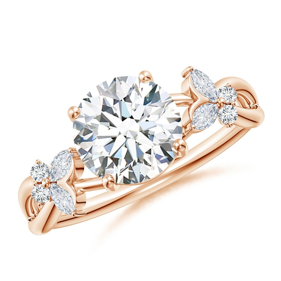 2.15 Ct In Center Stone Round & Side Stone Marquise Bardot Scallop Engagement Ring