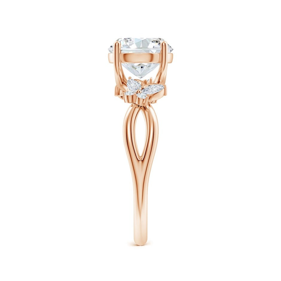 2.15 Ct In Center Stone Round & Side Stone Marquise Bardot Scallop Engagement Ring
