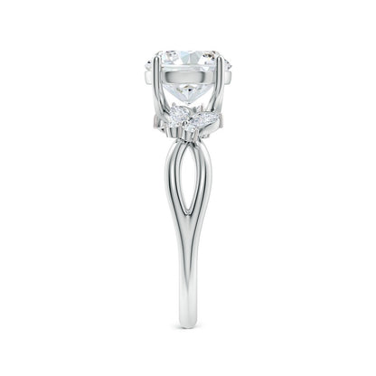 2.15 Ct In Round Bardot Scallop Engagement Ring