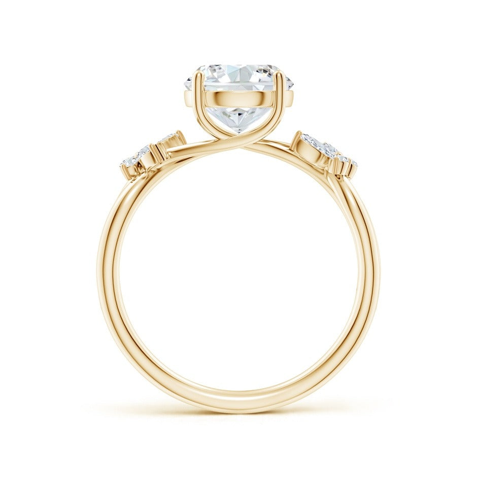 2.15 Ct In Center Stone Round & Side Stone Marquise Bardot Scallop Engagement Ring