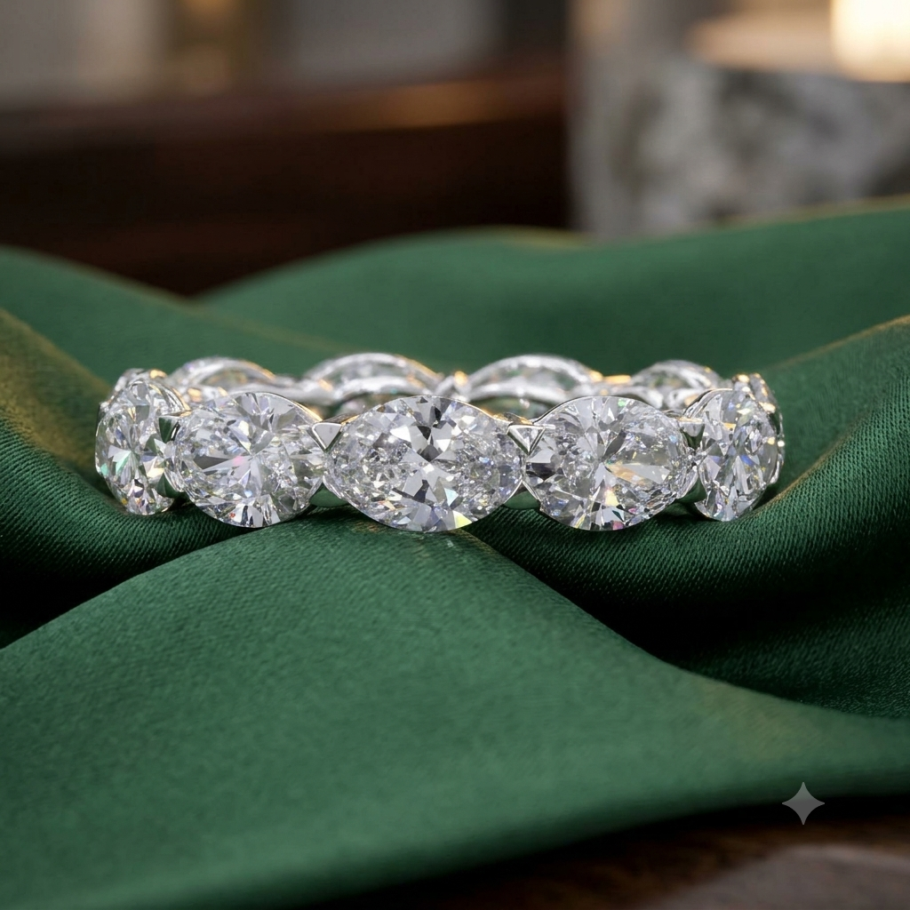 5.70 Ct Luxury Oval Diamond Full Eternity Band | White Gold Anniversary Ring for Her