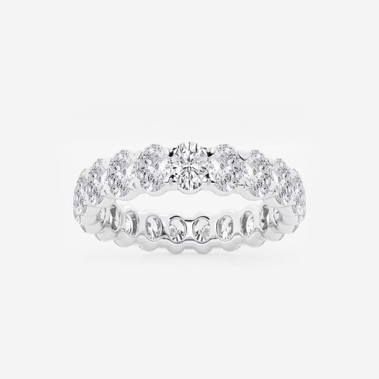 3.00 Ct Oval Diamond Eternity Band (North-South Set) Prong Set Engagement Ring