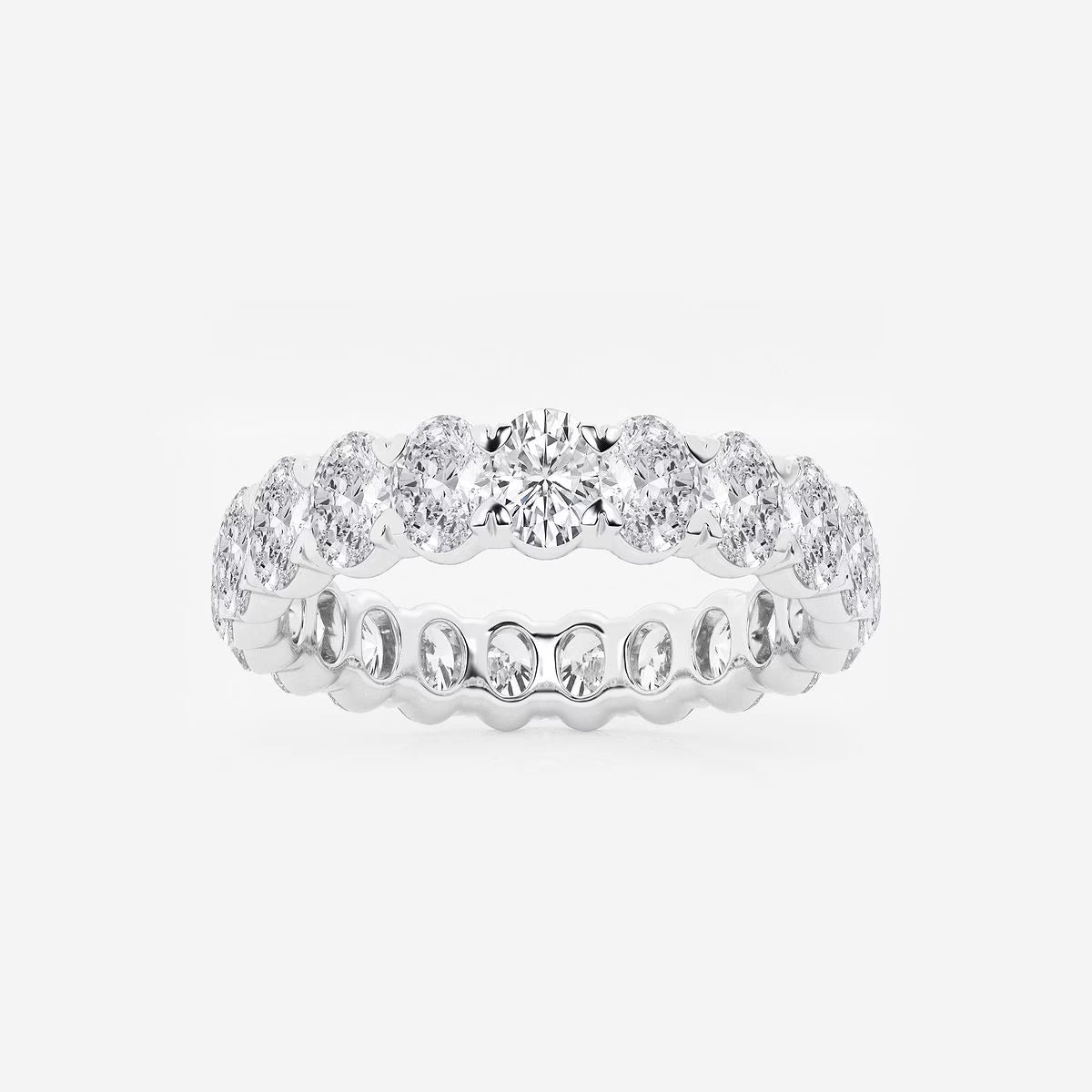 4.00 Ct Oval Diamond Eternity Band (North-South Set) Prong Set Engagement Ring