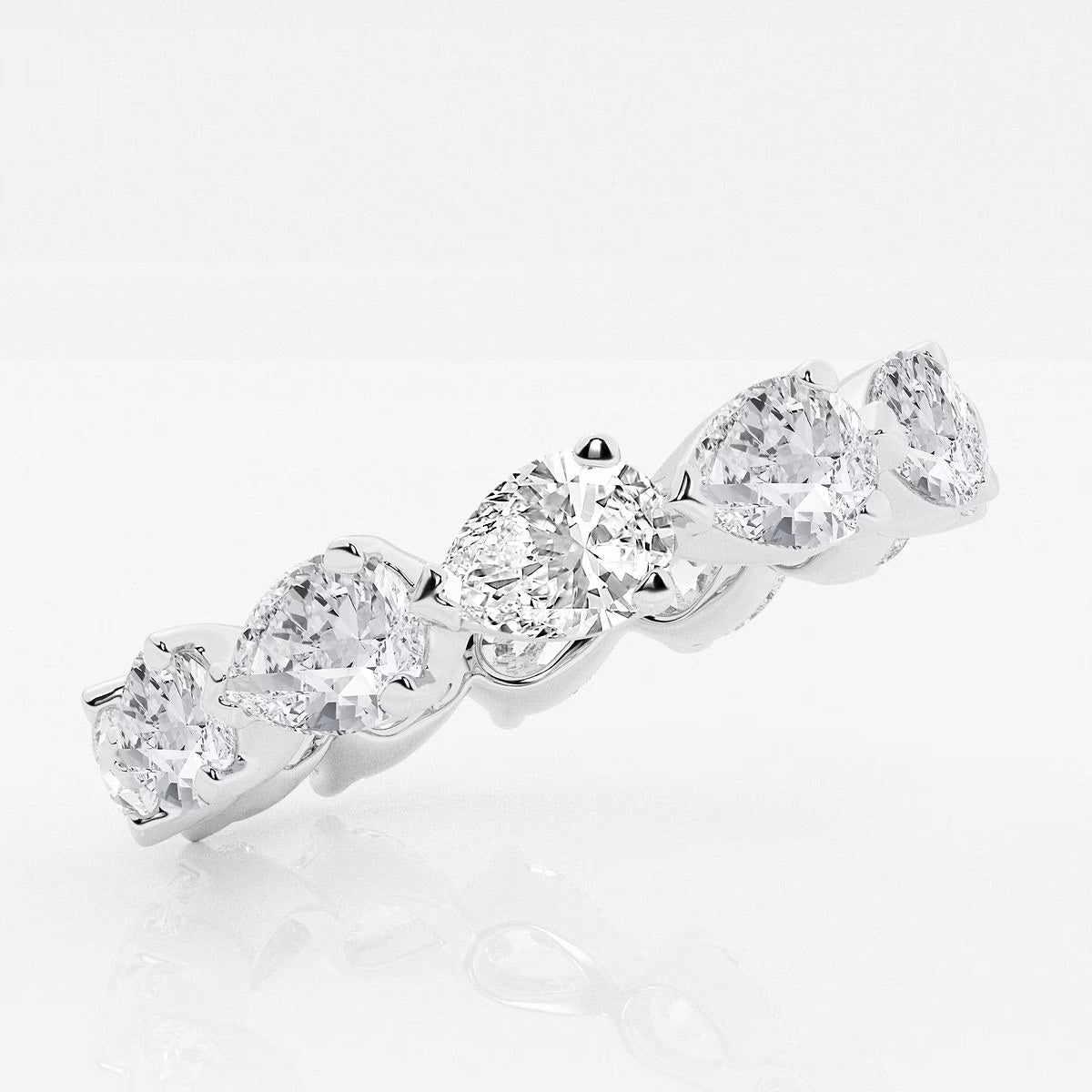 3.00 Ct Pear Floating Diamond Eternity Ring with Prong Set Wedding Ring