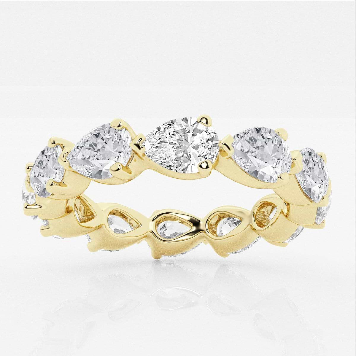 2.00 Ct  Pear Floating Diamond Eternity Ring with Prong Set Engagement Ring