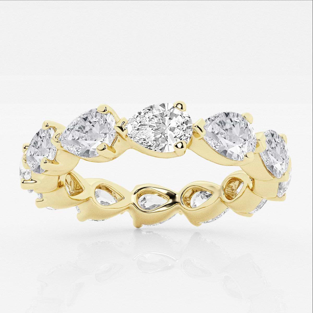 3.00 Ct Pear Floating Diamond Eternity Ring with Prong Set Wedding Ring