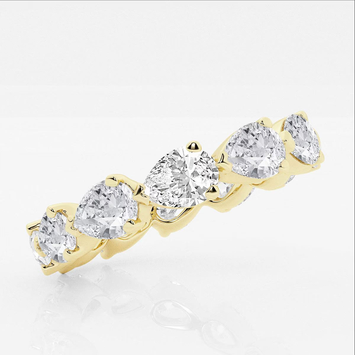 3.00 Ct Pear Floating Diamond Eternity Ring with Prong Set Wedding Ring