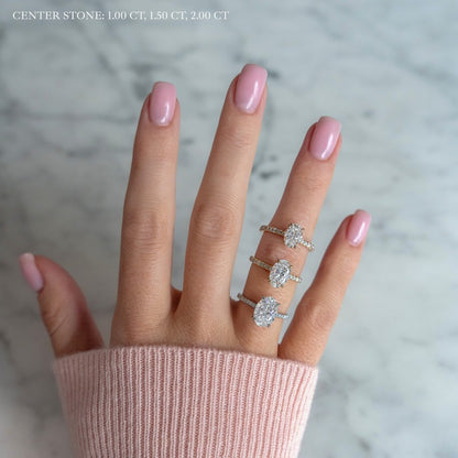 2.30 Ct In Oval Bardot Scallop Engagement Ring