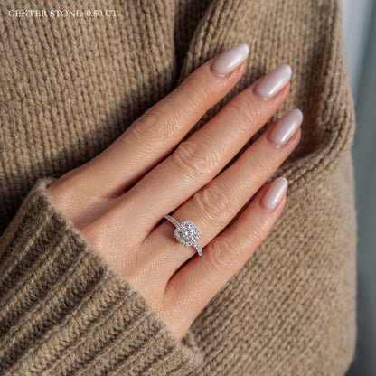 2.30 Ct In Round Bardot Scallop Engagement Ring