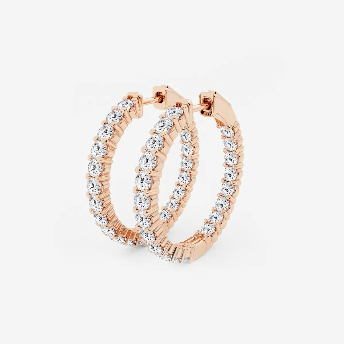 3 ct Round Lab Grown Diamond Inside Out Hoop Earrings