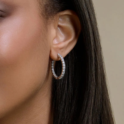 2 ct Round Lab Grown Diamond Inside Out Hoop Earrings
