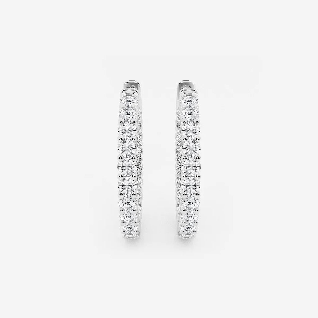 3 ct Round Lab Grown Diamond Inside Out Hoop Earrings