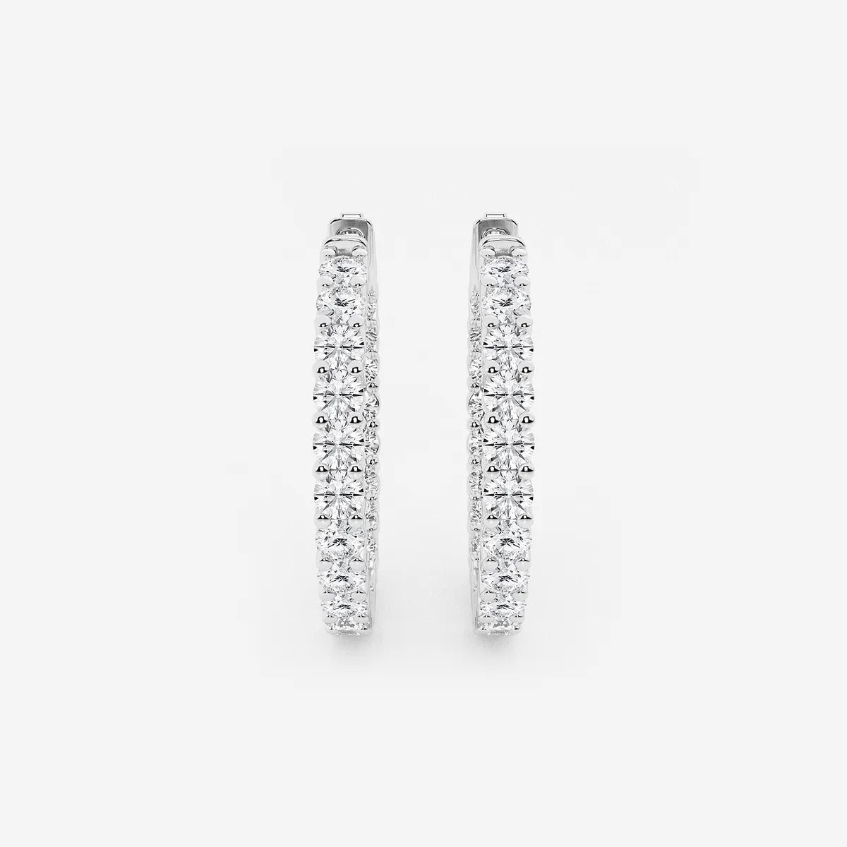3 ct Round Lab Grown Diamond Inside Out Hoop Earrings