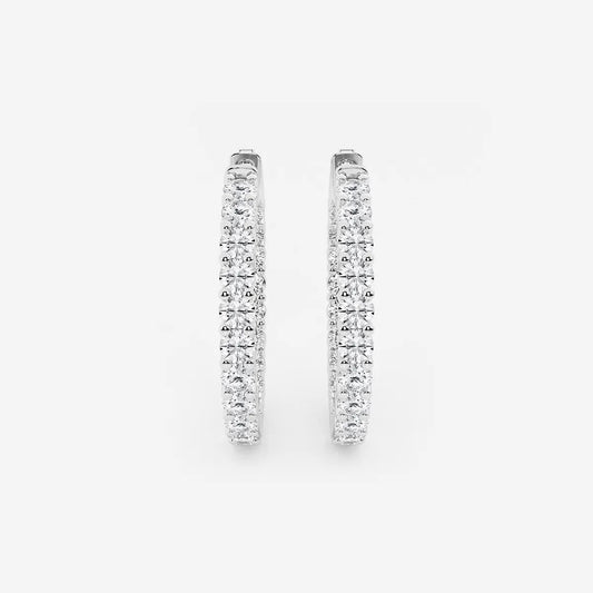 3 ct Round Lab Grown Diamond Inside Out Hoop Earrings