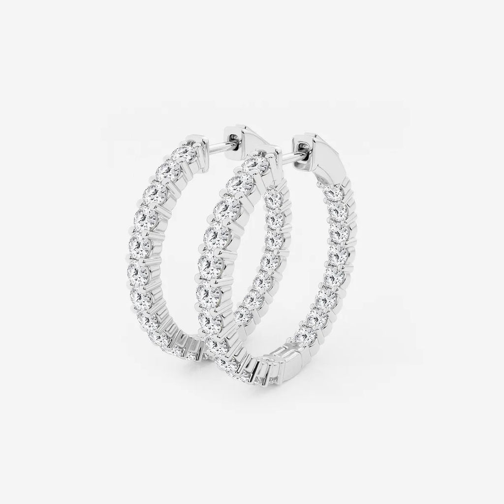 3 ct Round Lab Grown Diamond Inside Out Hoop Earrings