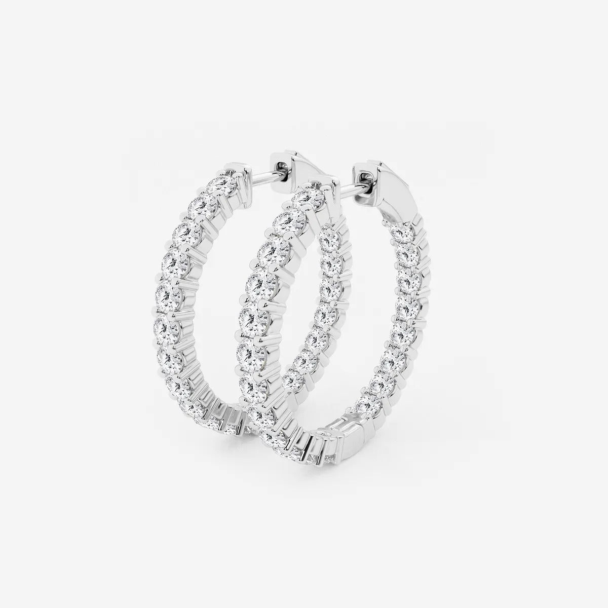 3 ct Round Lab Grown Diamond Inside Out Hoop Earrings