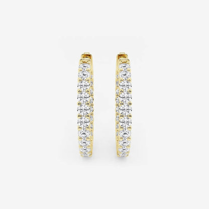 3 ct Round Lab Grown Diamond Inside Out Hoop Earrings