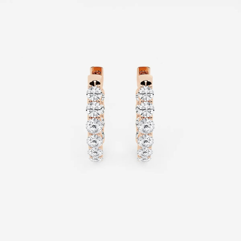 2 Ct Round Lab Grown Diamond Oval-Shaped Inside Out Hoop Earrings