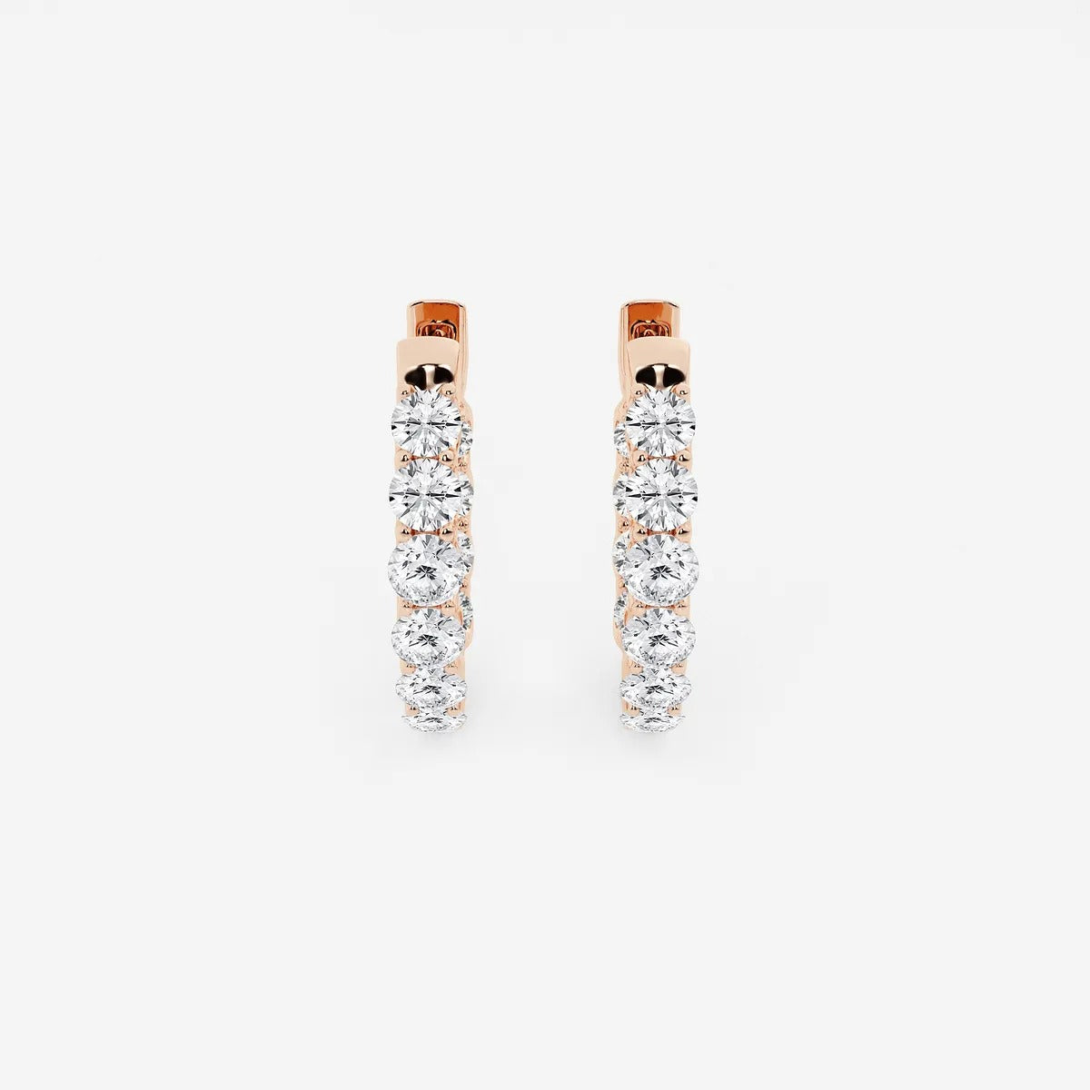 2 Ct Round Lab Grown Diamond Oval-Shaped Inside Out Hoop Earrings