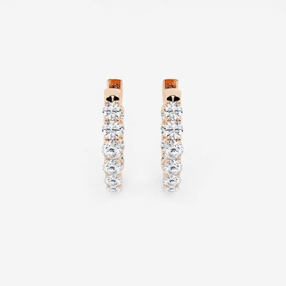 2 Ct Round Lab Grown Diamond Oval-Shaped Inside Out Hoop Earrings