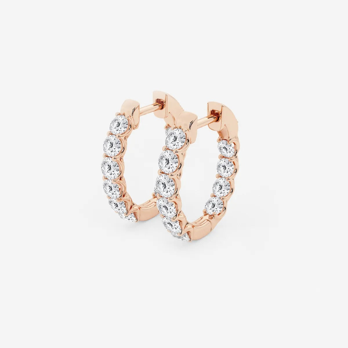 2 Ct Round Lab Grown Diamond Oval-Shaped Inside Out Hoop Earrings