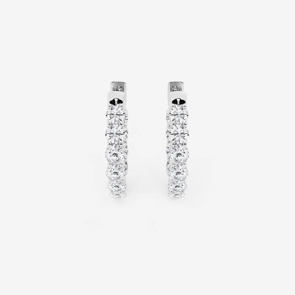 2 Ct Round Lab Grown Diamond Oval-Shaped Inside Out Hoop Earrings