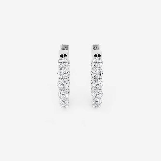 2 Ct Round Lab Grown Diamond Oval-Shaped Inside Out Hoop Earrings