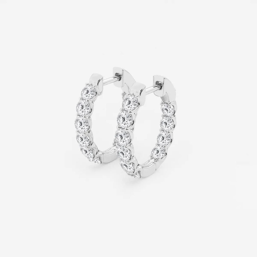 2 Ct Round Lab Grown Diamond Oval-Shaped Inside Out Hoop Earrings