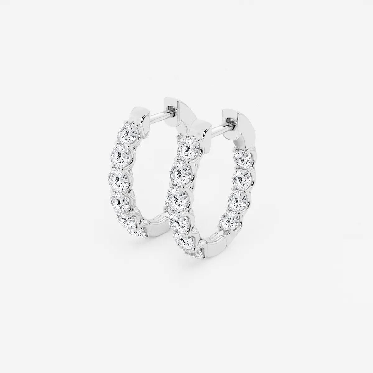 2 Ct Round Lab Grown Diamond Oval-Shaped Inside Out Hoop Earrings