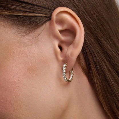 2 Ct Round Lab Grown Diamond Oval-Shaped Inside Out Hoop Earrings