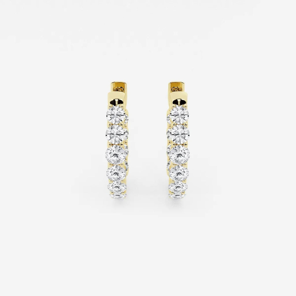 2 Ct Round Lab Grown Diamond Oval-Shaped Inside Out Hoop Earrings