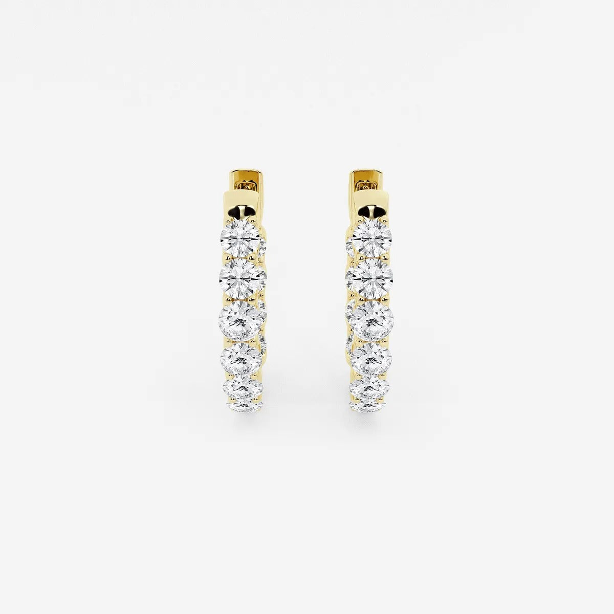 2 Ct Round Lab Grown Diamond Oval-Shaped Inside Out Hoop Earrings