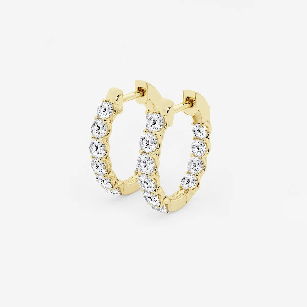 2 Ct Round Lab Grown Diamond Oval-Shaped Inside Out Hoop Earrings