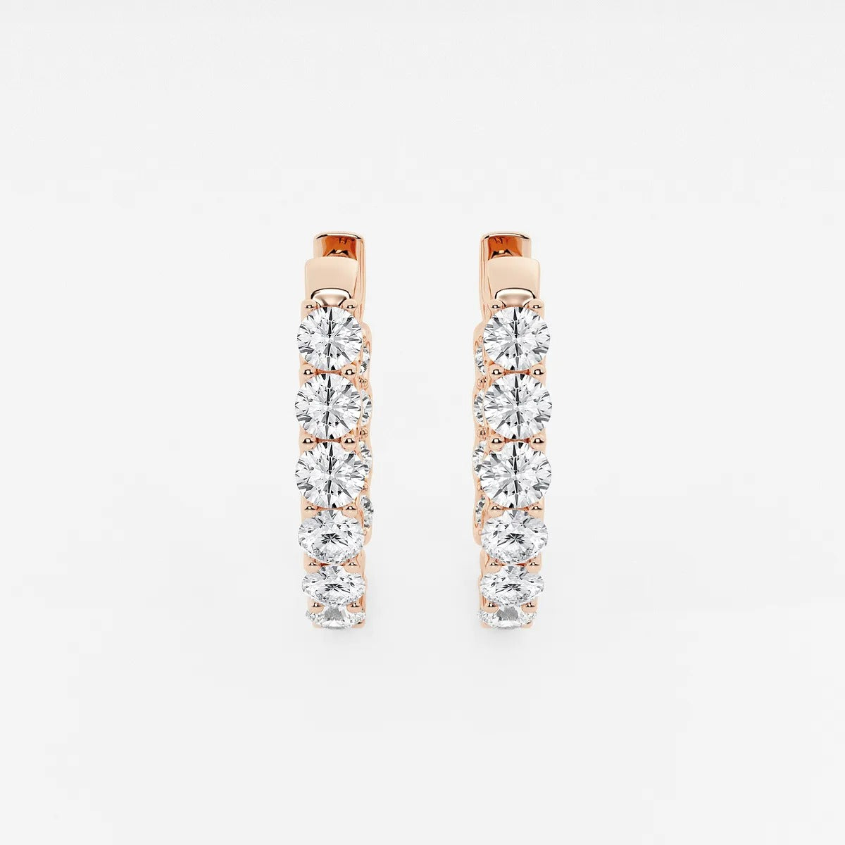 3 Ct Round Lab Grown Diamond Oval-Shaped Inside Out Hoop Earrings