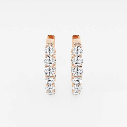 3 Ct Round Lab Grown Diamond Oval-Shaped Inside Out Hoop Earrings
