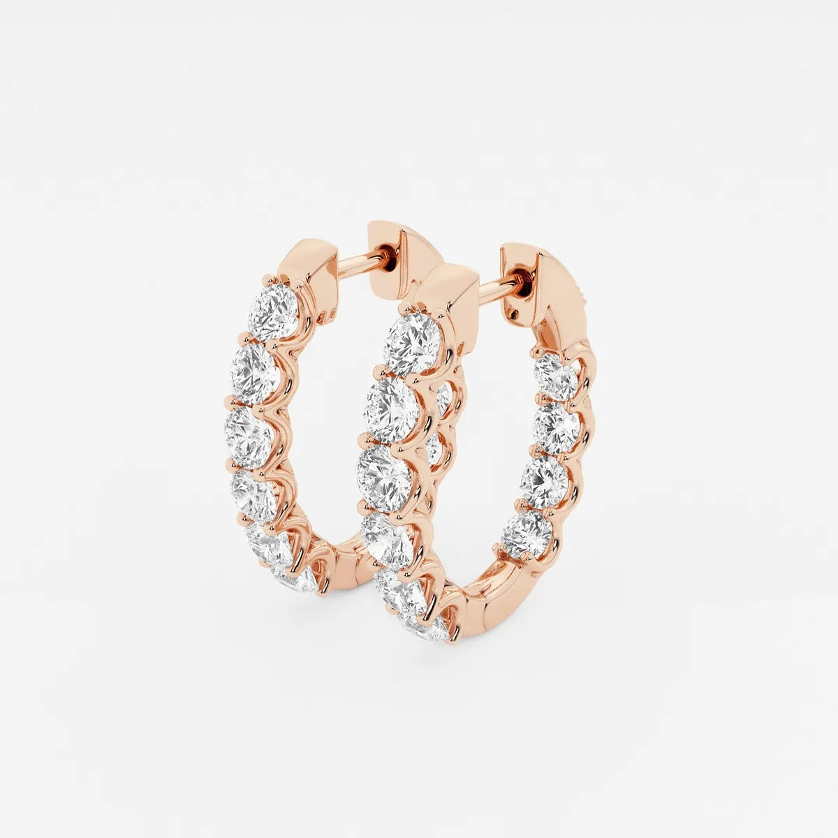 3 Ct Round Lab Grown Diamond Oval-Shaped Inside Out Hoop Earrings