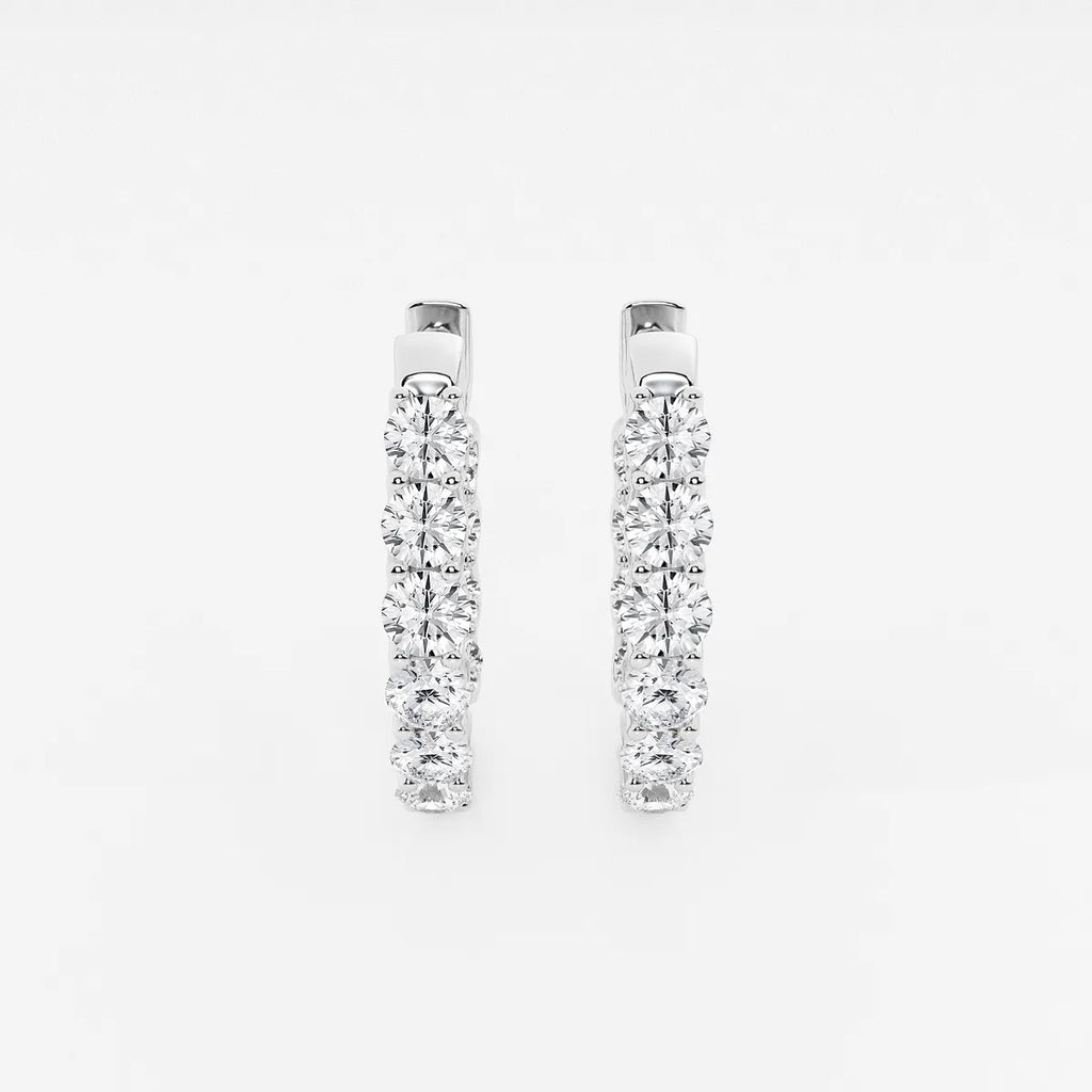 3 Ct Round Lab Grown Diamond Oval-Shaped Inside Out Hoop Earrings