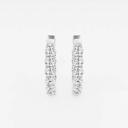 3 Ct Round Lab Grown Diamond Oval-Shaped Inside Out Hoop Earrings
