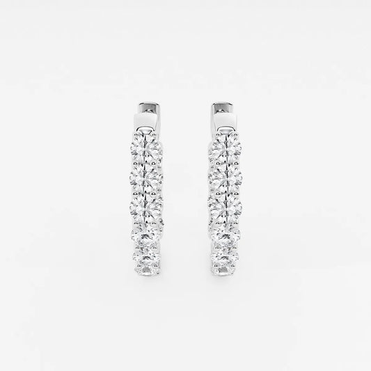 3 Ct Round Lab Grown Diamond Oval-Shaped Inside Out Hoop Earrings