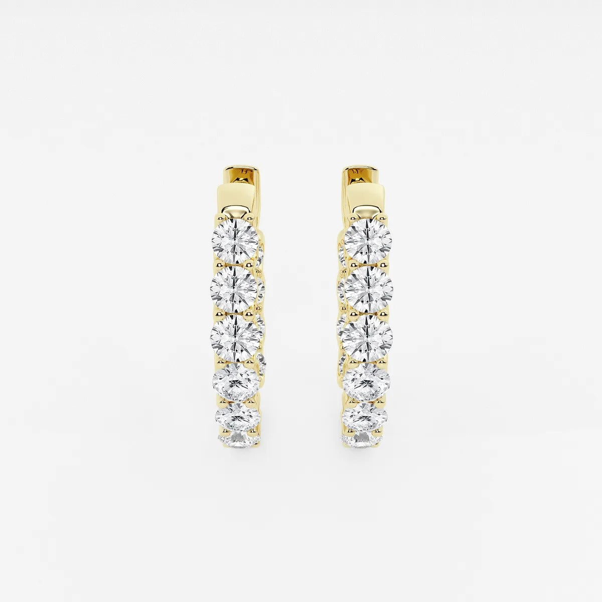 3 Ct Round Lab Grown Diamond Oval-Shaped Inside Out Hoop Earrings