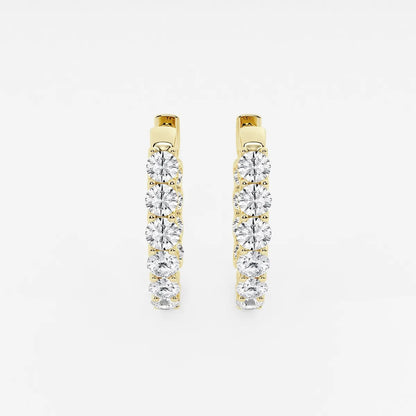 3 Ct Round Lab Grown Diamond Oval-Shaped Inside Out Hoop Earrings