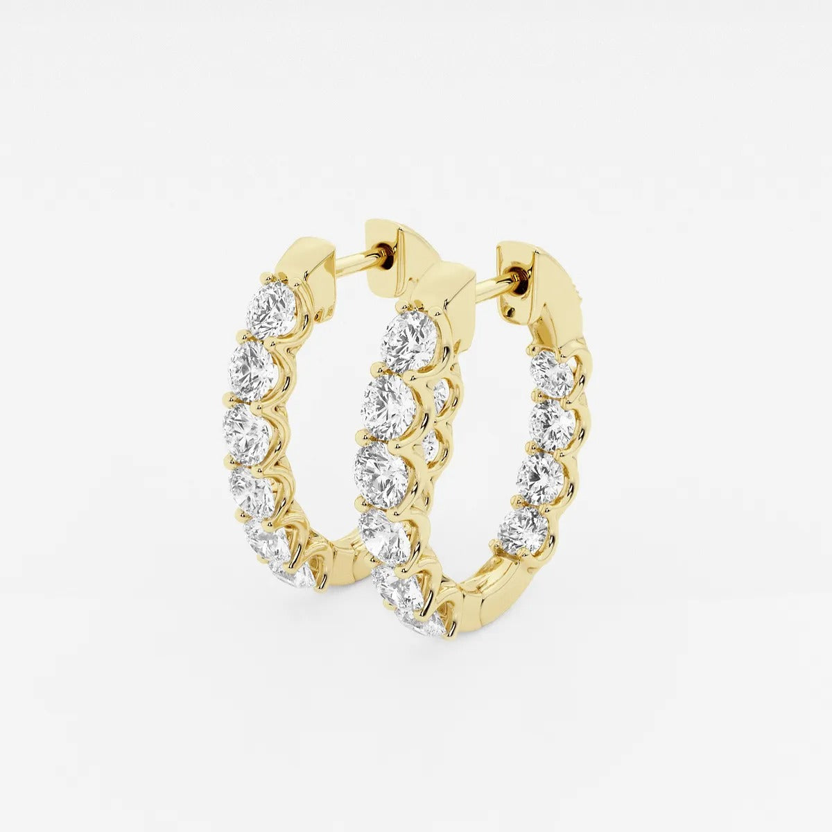3 Ct Round Lab Grown Diamond Oval-Shaped Inside Out Hoop Earrings