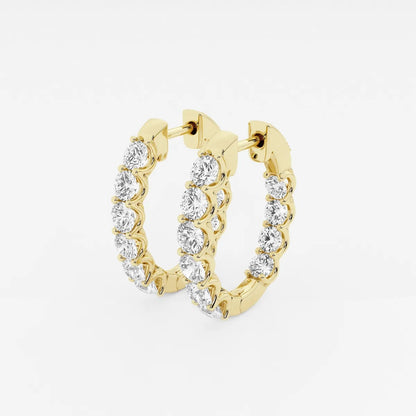 3 Ct Round Lab Grown Diamond Oval-Shaped Inside Out Hoop Earrings