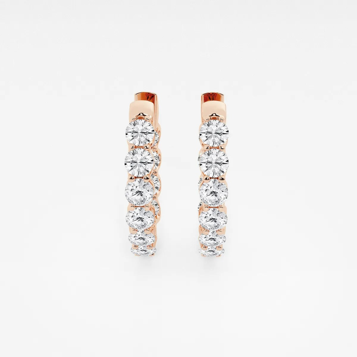 4 ct Round Lab Grown Diamond Oval-Shaped Inside Out Hoop Earrings
