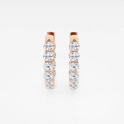 4ct Round Lab Grown Diamond Oval-Shaped Inside Out Hoop Earrings