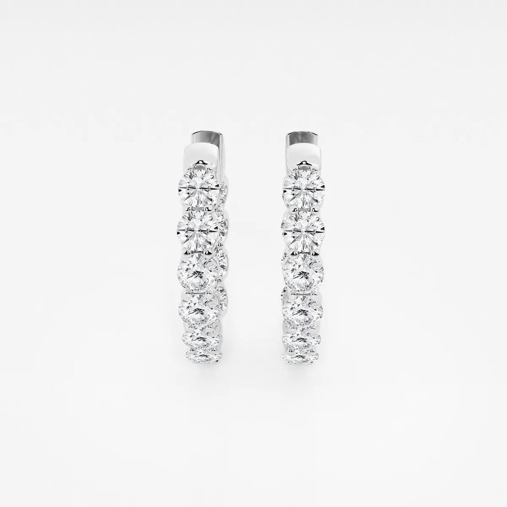 4ct Round Lab Grown Diamond Oval-Shaped Inside Out Hoop Earrings