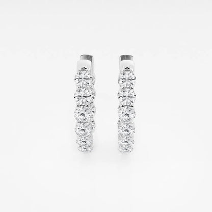 4ct Round Lab Grown Diamond Oval-Shaped Inside Out Hoop Earrings